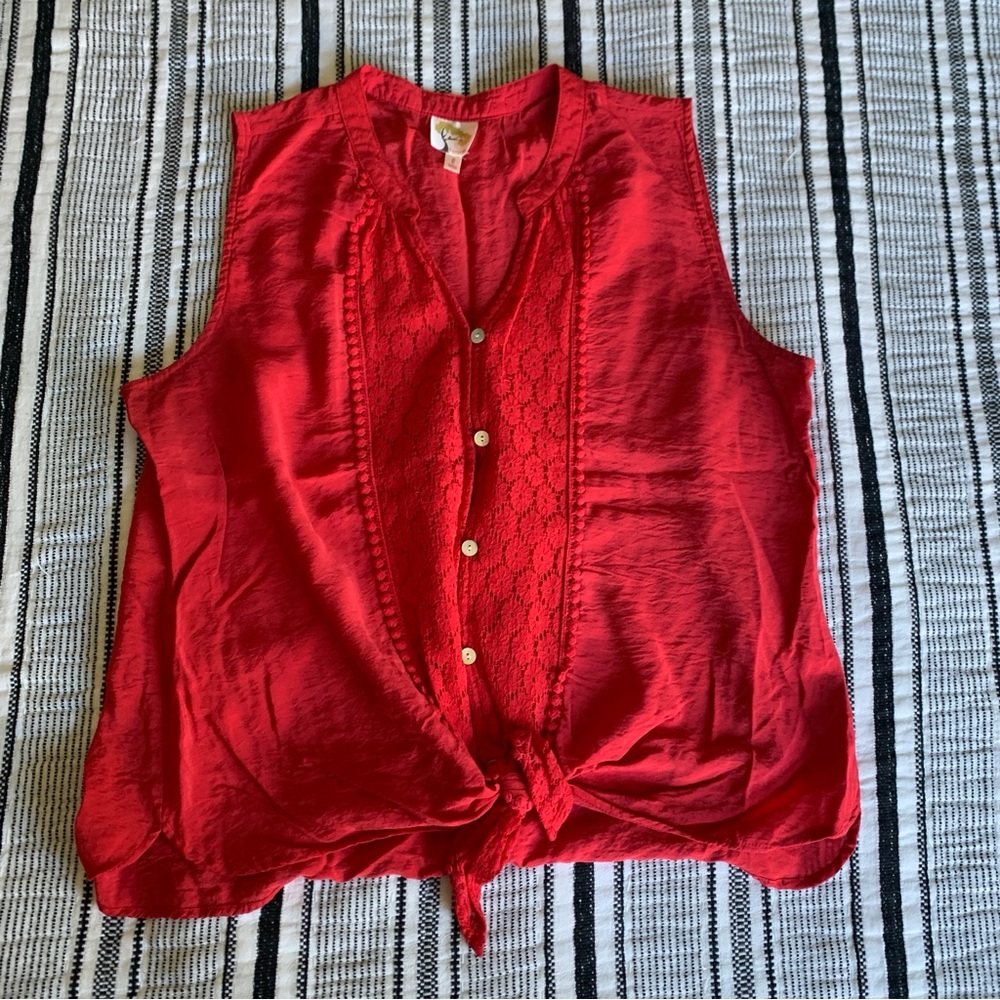 Anthropologie • Fig and Flower Red Button Down Shirt